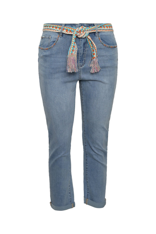 Jeans Louise slim 3/4 met fantasie riem-Paprika-1