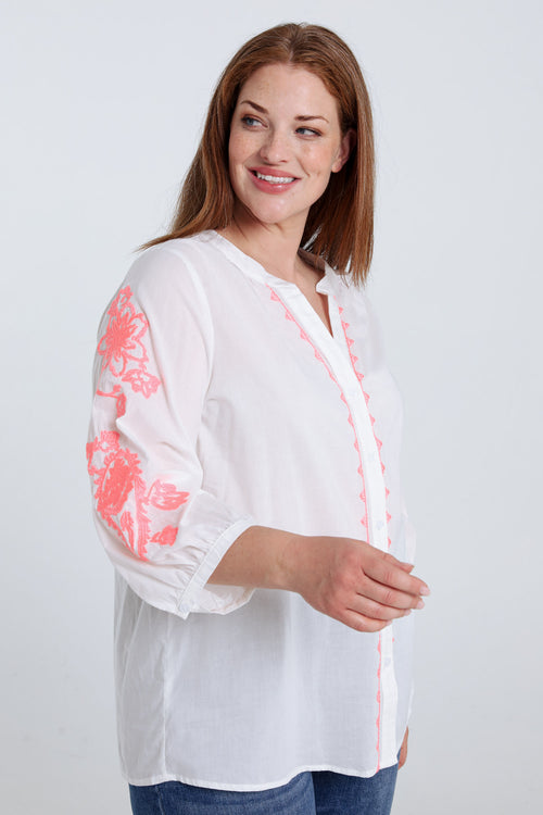 Katoenen blouse met borduursels-Paprika-1