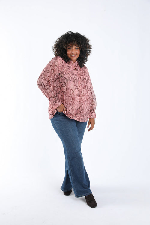 Blouse met slangenprint en lurex-Paprika-5