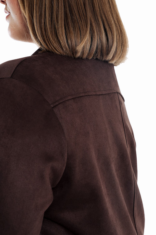 Veste en effet suédine unie-Paprika-5