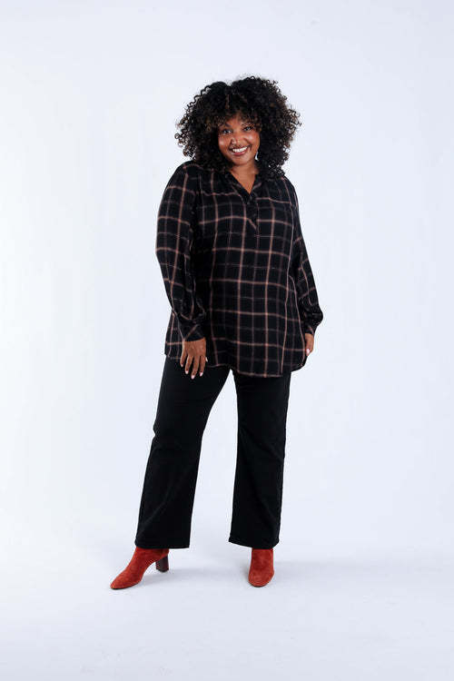 Overhemd van viscose met ruitjes en lurex-Paprika-5