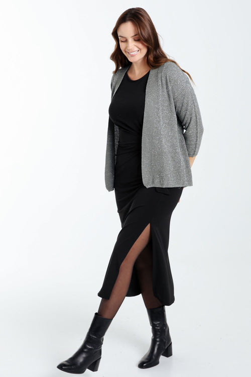 Korte, effen cardigan in viscose met lurex-Paprika-8