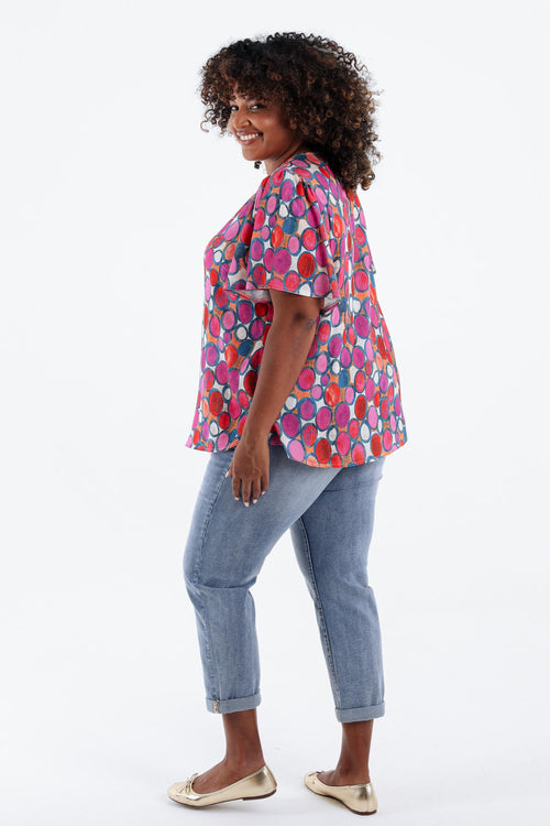 Blouse van viscose met ronde print-Paprika-2