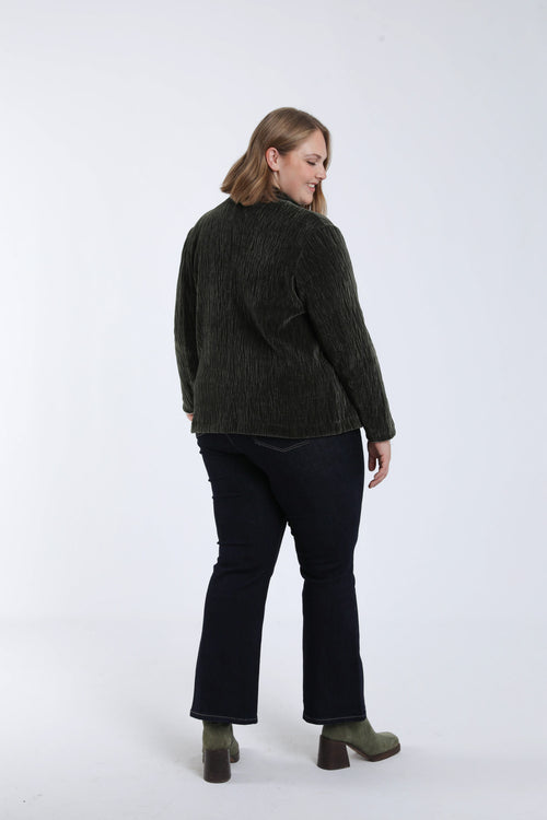 Blazer uni en velours plissé-Paprika-2