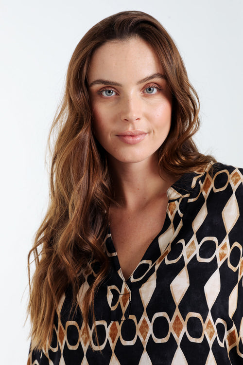 Viscose blouse met grafische print-Paprika-4
