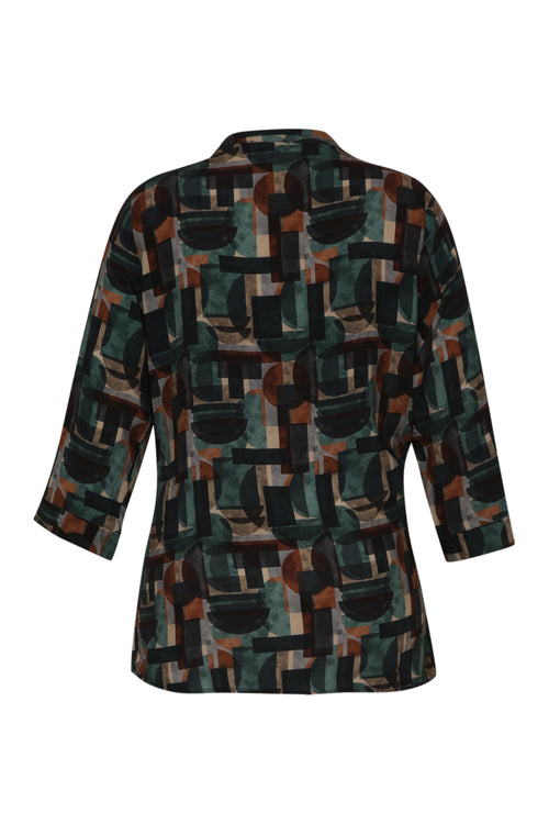 Blouse en viscoce imprimé graphique-Paprika-8