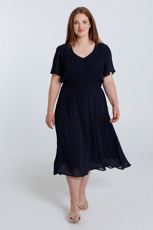 Lang unifoon Viscose jurk-Paprika-7