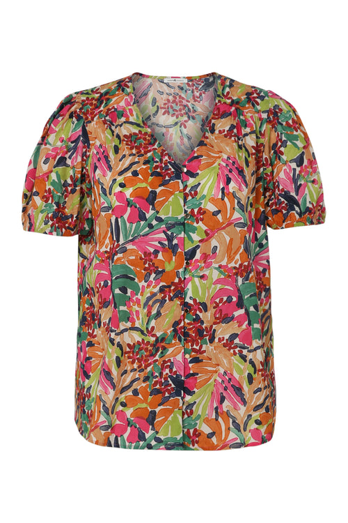 Blouse van katoen met bloemenprint-Paprika-10