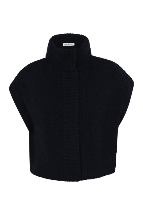 Kort, effen vest zonder mouwen met opstaande kraag-Paprika-10