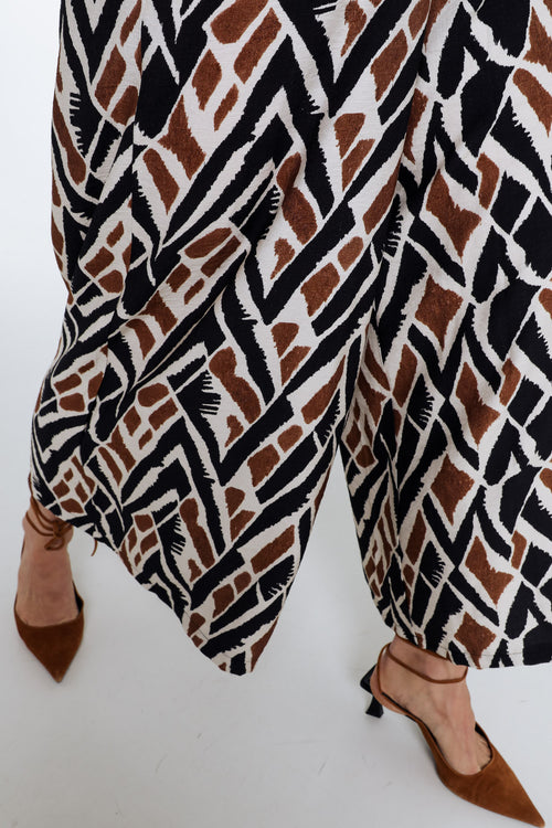 Brede viscose broek met etnische print-Paprika-5