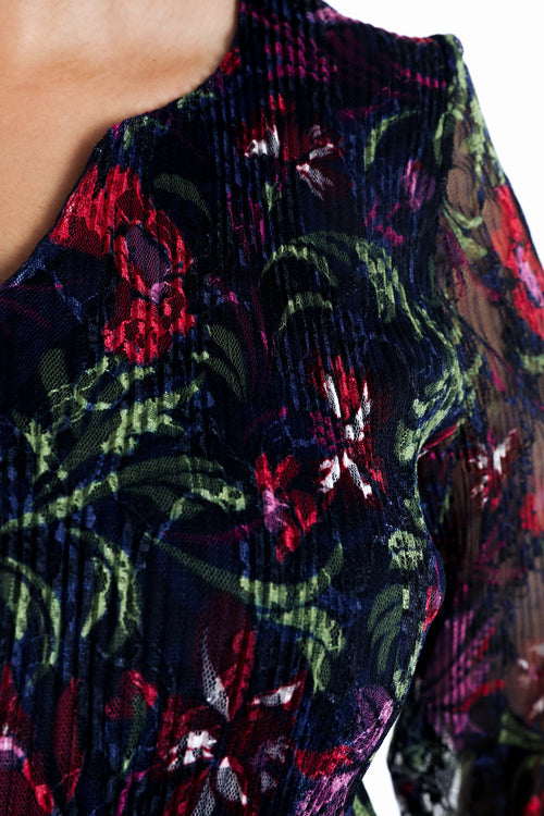 Tunique en dentelle imprimé fleurs folk-Paprika-5