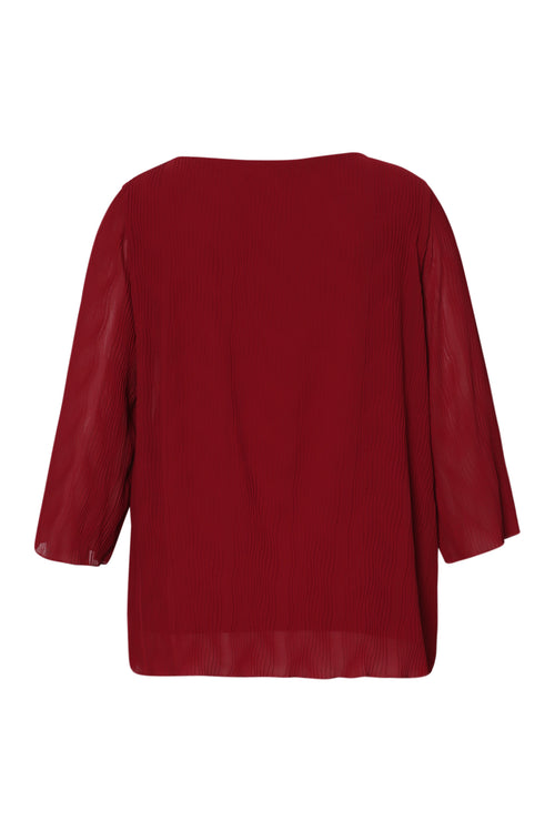 Effen geplooide blouse-Paprika-8