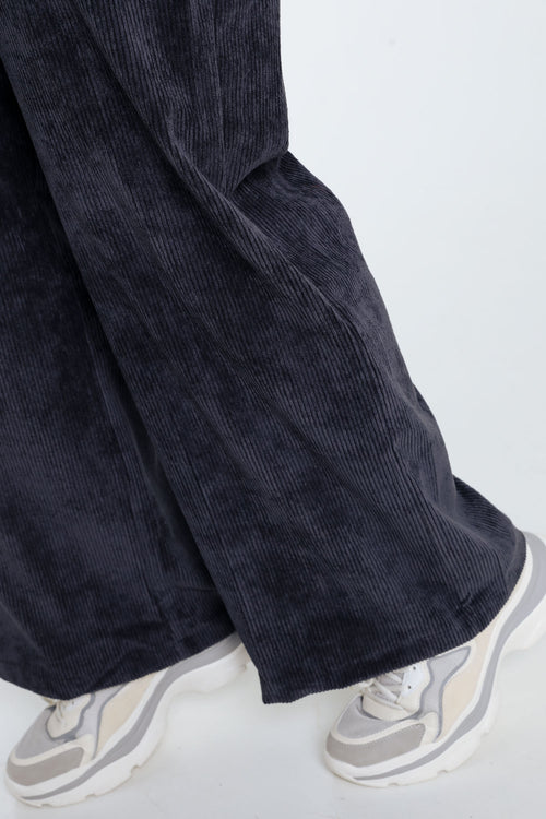 Wijde broek in fluweel-Paprika-5