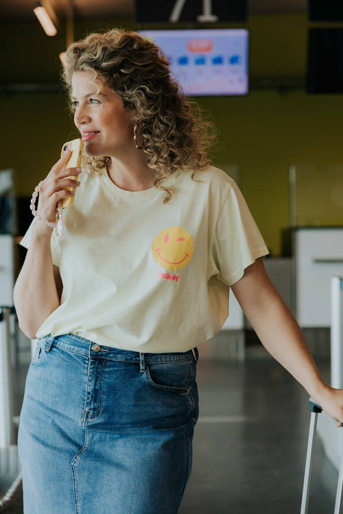 T-shirt van katoen met smile-print-Paprika-1
