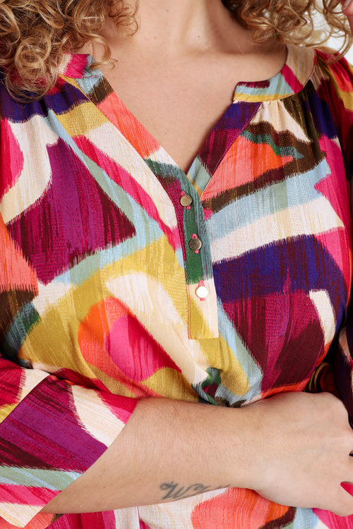 Blouse van viscose met grafische print-Paprika-6