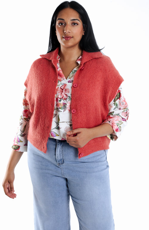 Cardigan court uni-Paprika-3