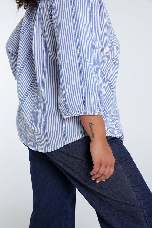 Gestreepte katoenen blouse-Paprika-3