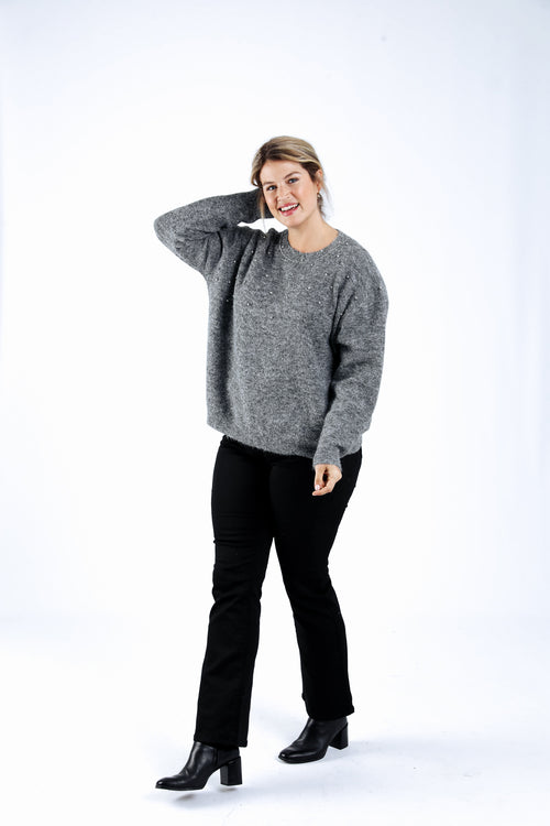 Effen trui met strassdetails-Paprika-5