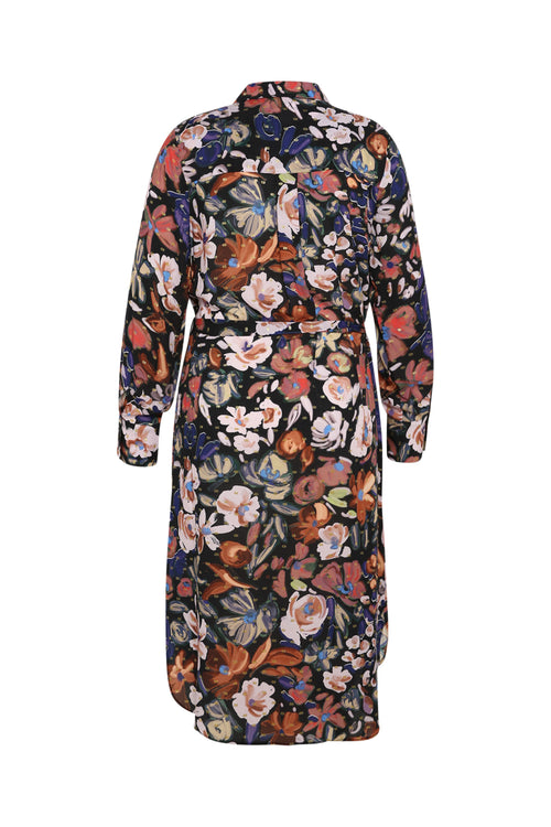 Robe chemise à fleurs avec lurex-Paprika-11