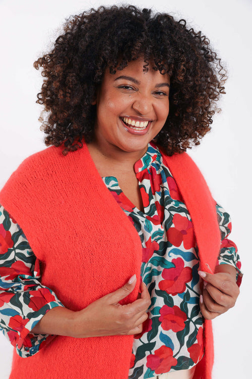 Effen mouwloos gilet-Paprika-5