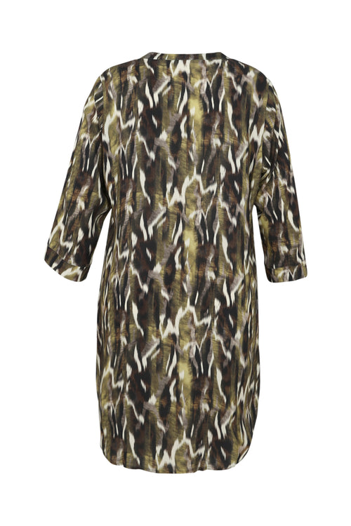 Longue chemise en viscose imprimé peau de bête-Paprika-11