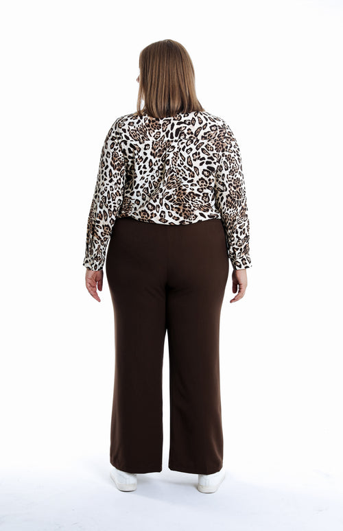 Pantalon large à plis uni-Paprika-2