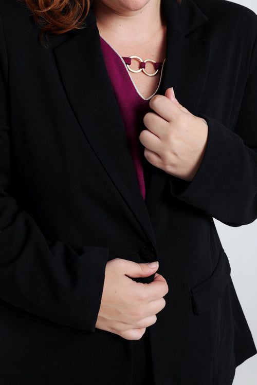 Kort, effen, getailleerd vest met bedrukte voering-Paprika-5