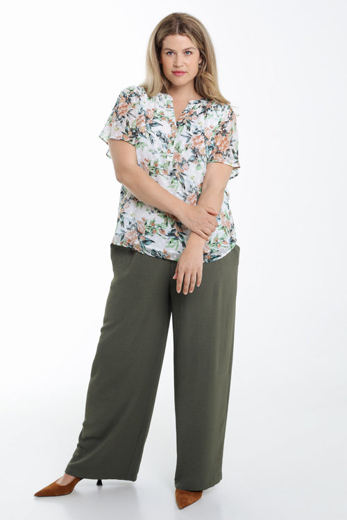Bloemdruk blouse en plumetis-Paprika-8