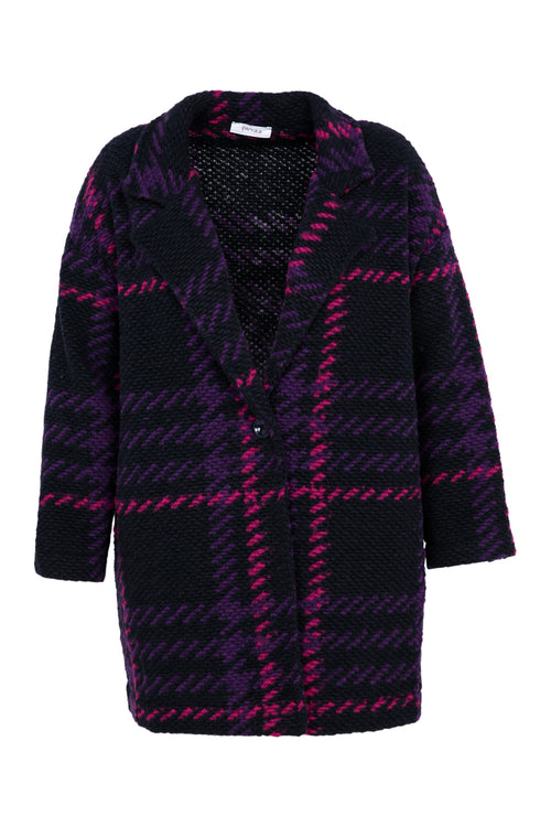 Manteau maille bouclette à carreaux-Paprika-11