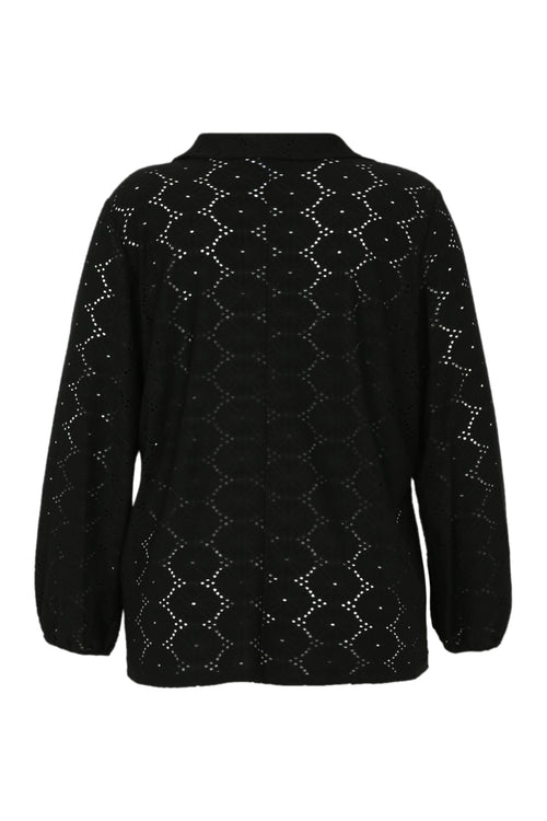 Effen T-shirt met opengewerkte bloemen-Paprika-11