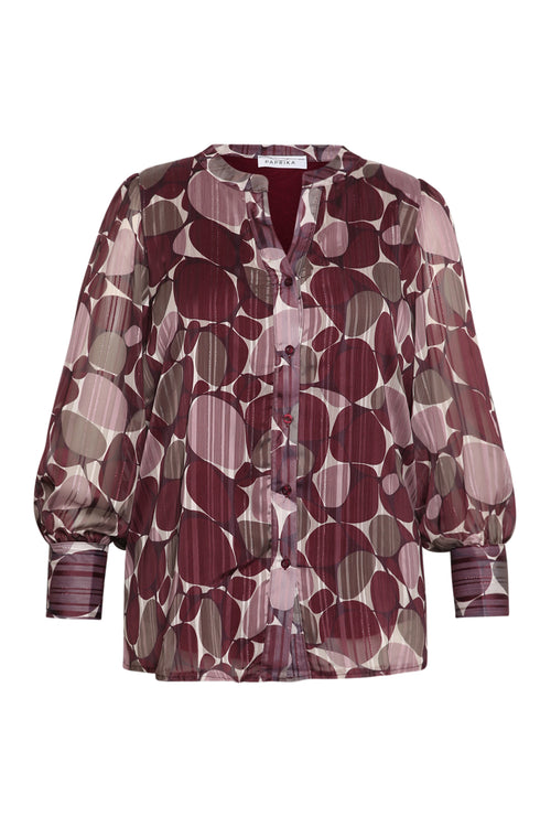 Blouse met rondjesprint en folieprint-Paprika-6