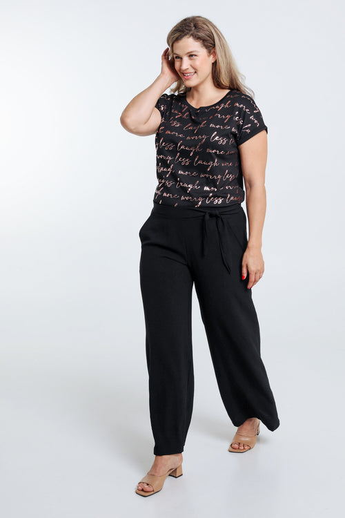 Losse, effen broek met geknoopte riem-Paprika-7