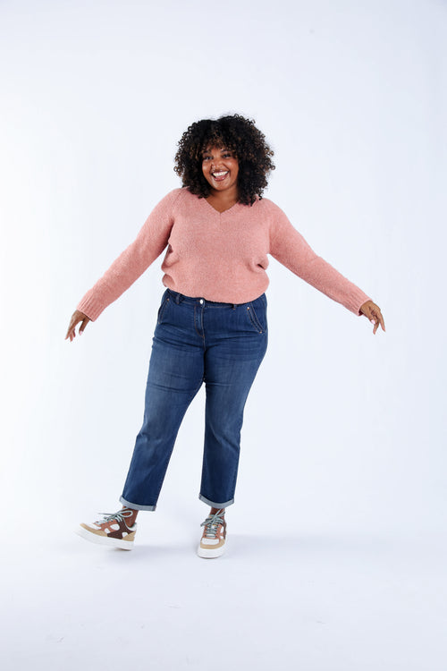 Pull maille bouclette uni-Paprika-7