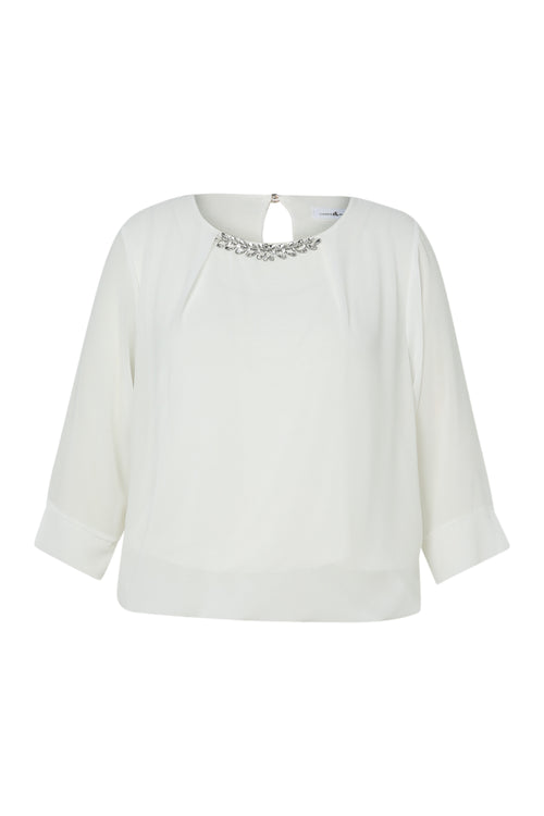 Effen blouse met sieraden-Paprika-10