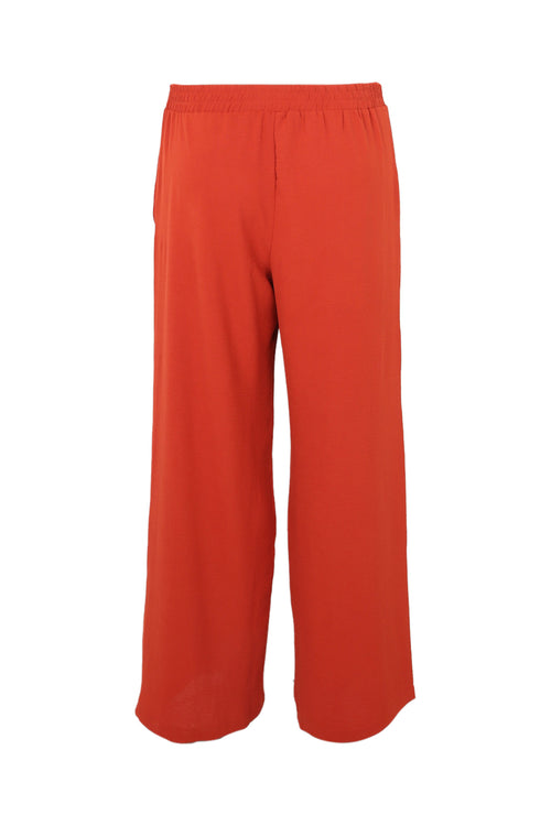 Losse, effen broek met geknoopte riem-Paprika-11