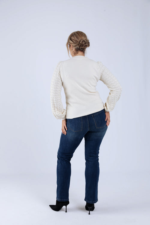 Pull uni avec manches chevrons-Paprika-1