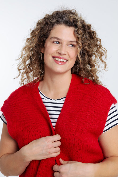 Effen mouwloos vest-Paprika-3