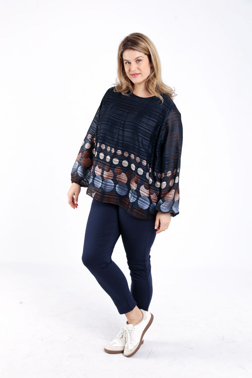 Plissé blouse met ronde print-Paprika-8