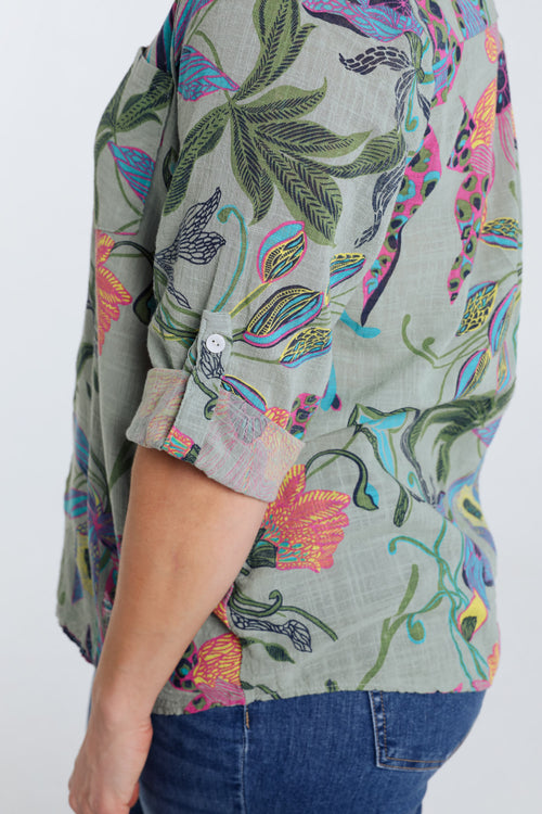 Blouse van katoenen mousseline met bloemenprint-Paprika-5