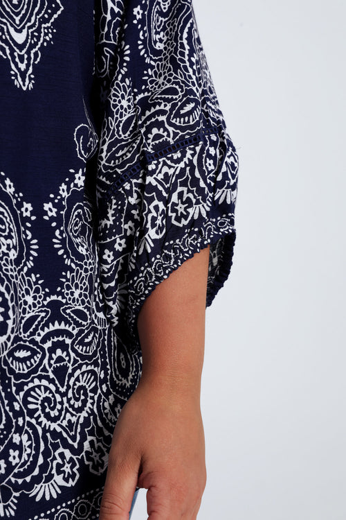 Blouse van viscose met cachemireprint-Paprika-6