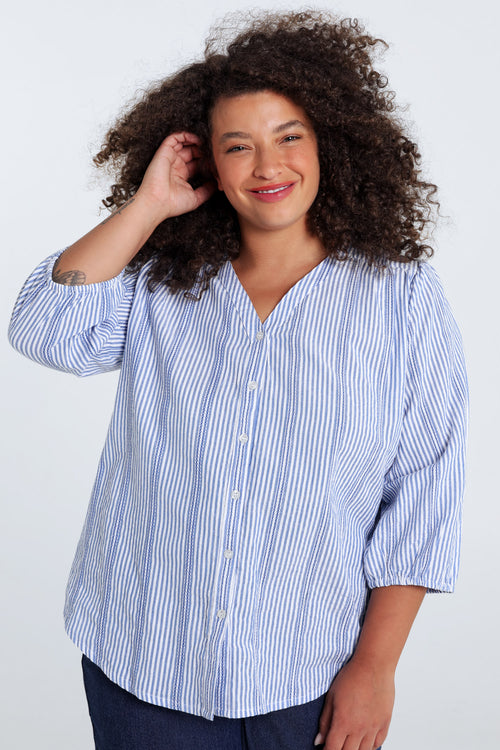 Gestreepte katoenen blouse-Paprika-1