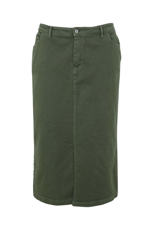 Halflange, effen rok met split vooraan-Paprika-10