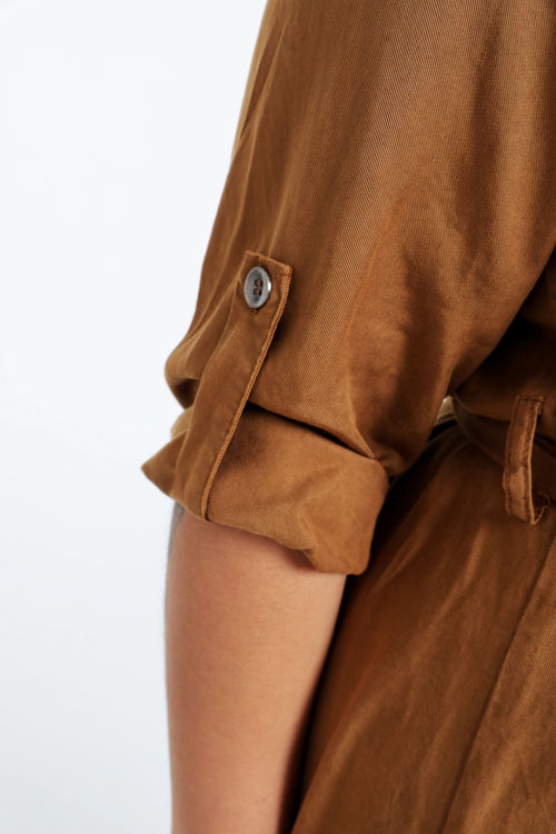 Halflange, effen tuniekjurk in tencel/linnen-Paprika-6