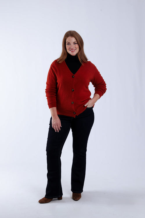Effen cardigan-Paprika-5