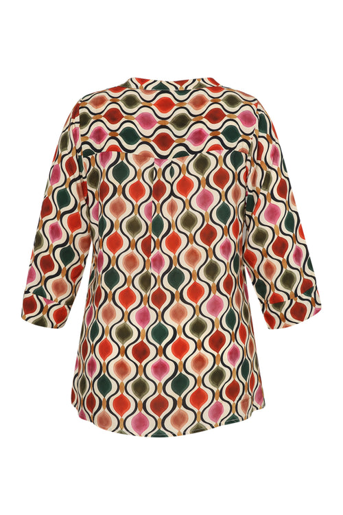 Blouse van bedrukt viscose met grafisch dessin-Paprika-2