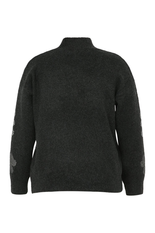 Trui met bloemenmotief en pailletten-Paprika-11