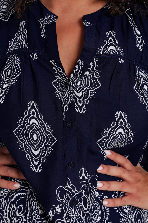 Blouse van viscose met cachemireprint-Paprika-5