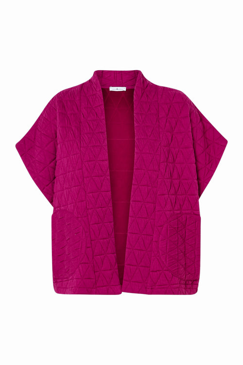 Gewatteerde effen kimono jas-Paprika-10
