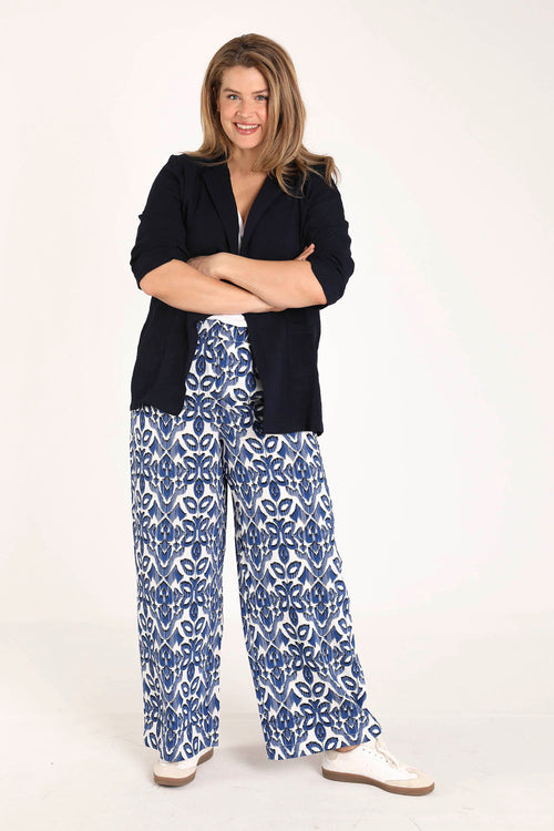 Exclusief SHEEGO - Wijde broek van viscose met tweekleurige grafische print-Paprika-6
