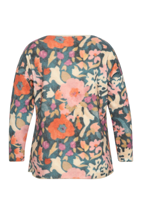 T-shirt van warme stof met bloemenprint-Paprika-9